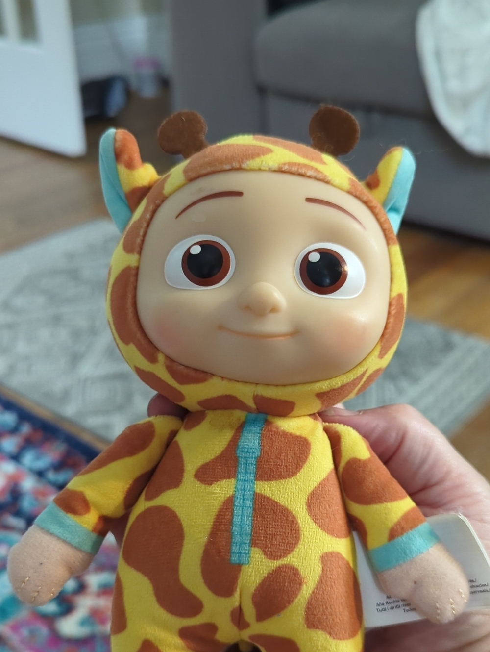 Giraffe Costume Plush Doll - Yellow & Brown with Blue Accents